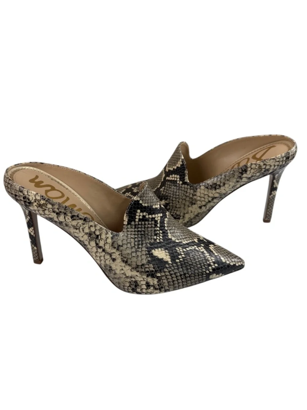 Sam Edelman Harlee Snakeskin Print Mule Heels Pointed Toe Pumps Size 10 NWOT